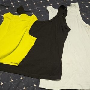 Set of Three Tank Tops - Yellow, Black, and White